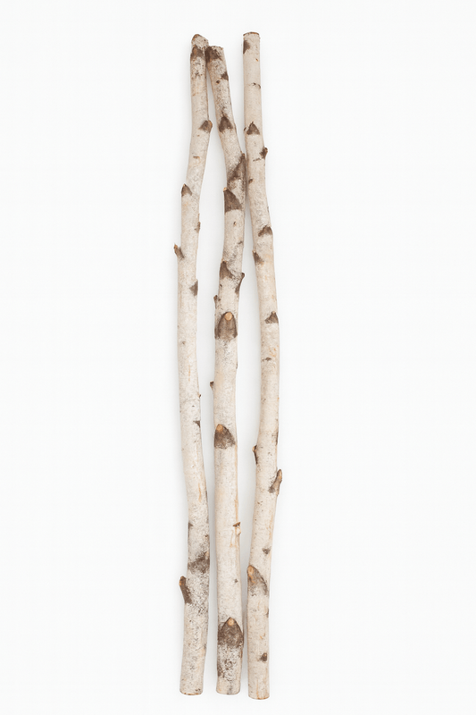 3pc Natural Birch Log Set - Rustic 4ft Fireplace Logs, natural birch logs measuring 4 feet in length.