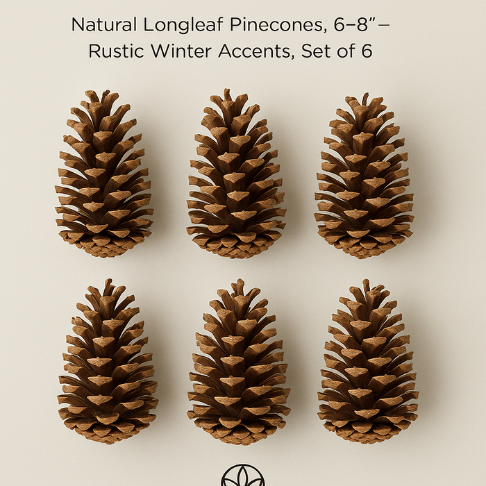 Natural Longleaf Pinecones, 6–8" – Rustic Winter Accents, Set of 6