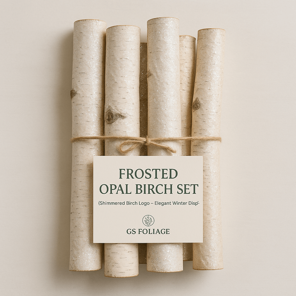 Shimmered Birch Logs – Elegant Winter Display, Set of 6