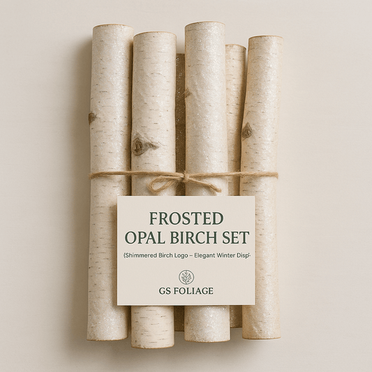 Shimmered Birch Logs – Elegant Winter Display, Set of 6