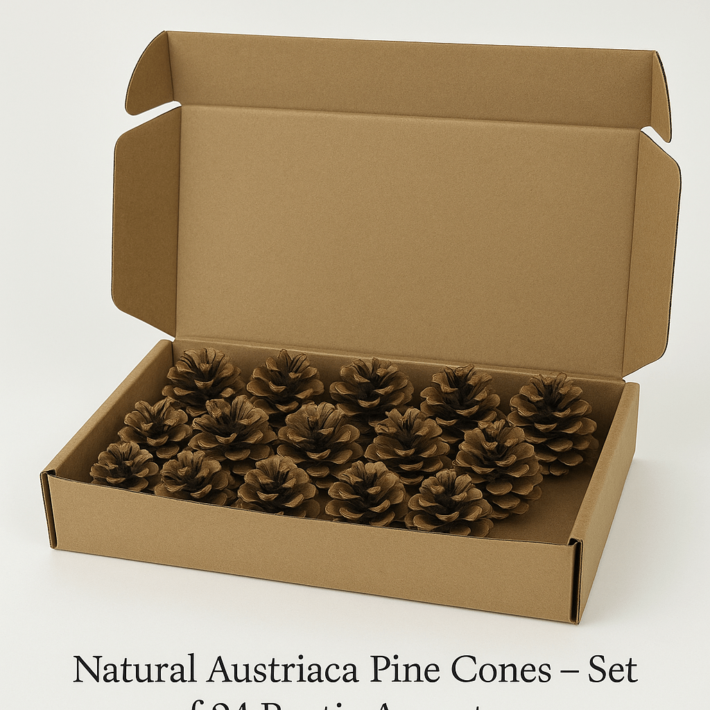 Natural Austriaca Pine Cones – Set of 24 Rustic Accents