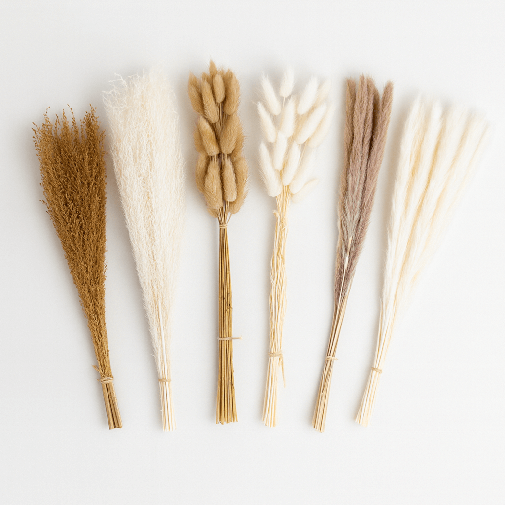 100 Stems – Pampas, Bunny Tails & Whisk Flower (Natural & Super White, 6 Bunches)