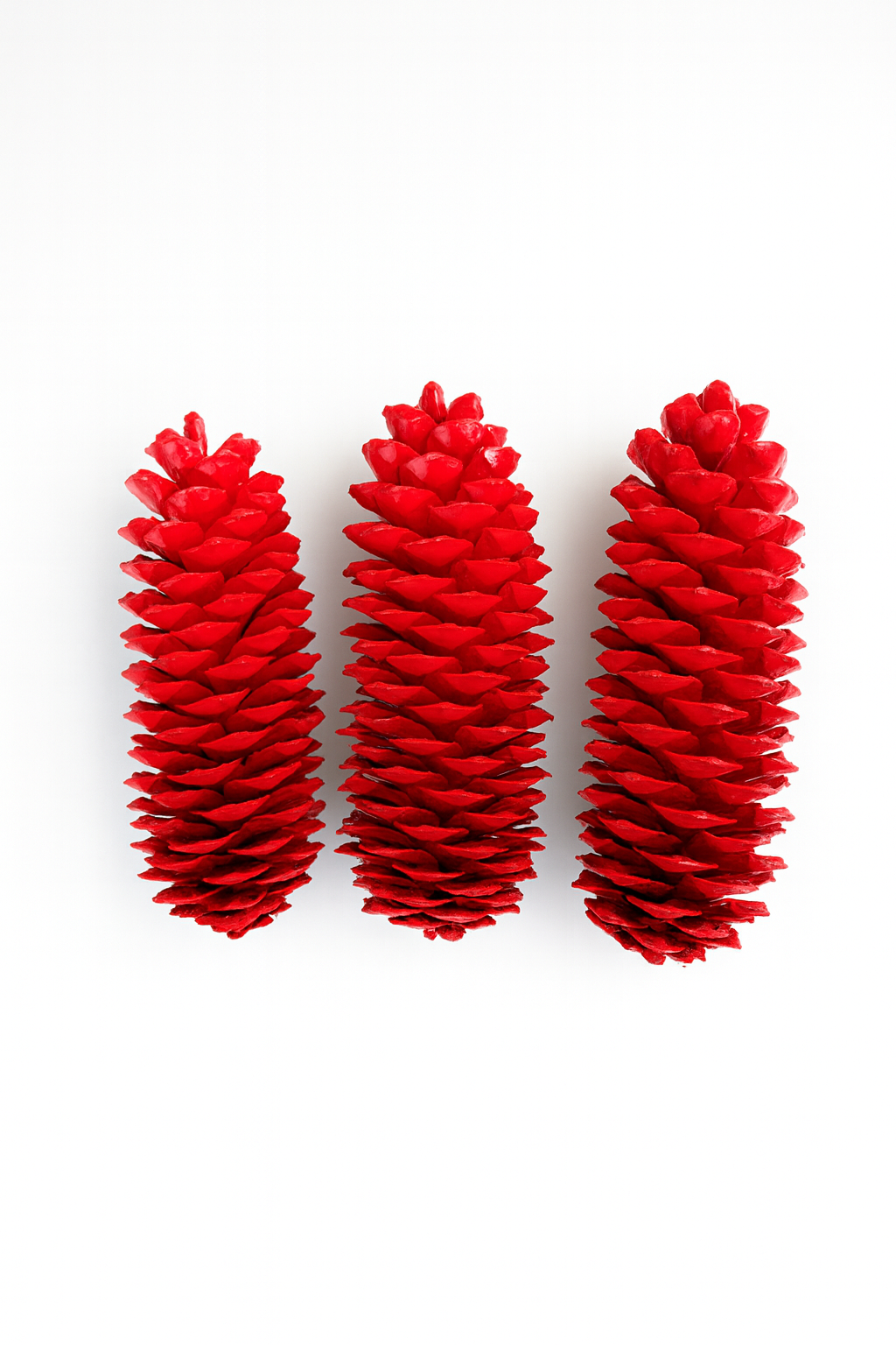 Red-Finished Sugar Pine Cones – Set of 3 Bold Holiday Accents