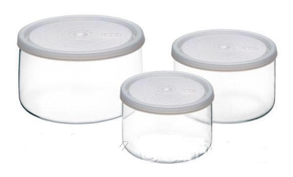 Simax - 3 Piece Glass Storage Set With Plastic Lid Includes 0.4 Qt, 0.9 Qt And 1.5 Qt